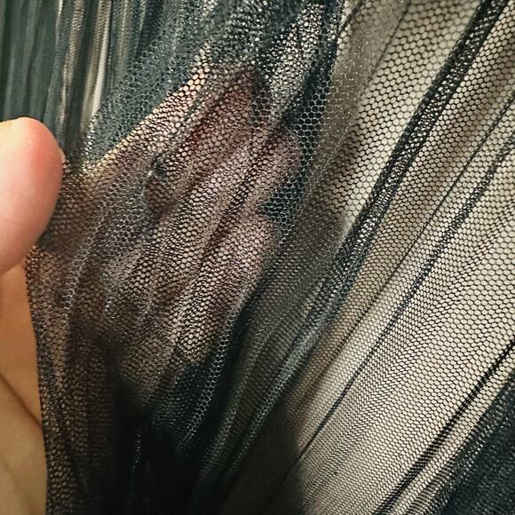 Nha Khanh Black Tulle Shift Lulu High Neckline Lace Collar Zipper Dress size 6 - Picture 11 of 14